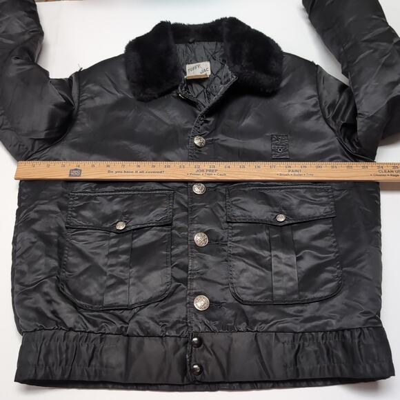 VTG Tuffy Jac Fire Fighter Department Bomber Jacket Mens Size 40L / M Black READ - Picture 16 of 16